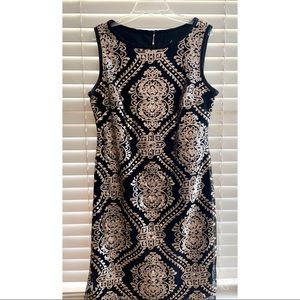 Sequined Black and Gold Cocktail Dress